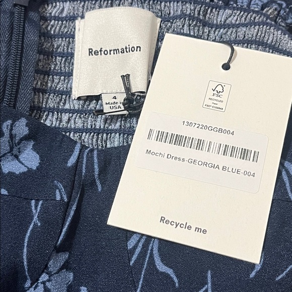 REFORMATION Mochi Dress Georgia Blue Sz 4 floral - Picture 2 of 8
